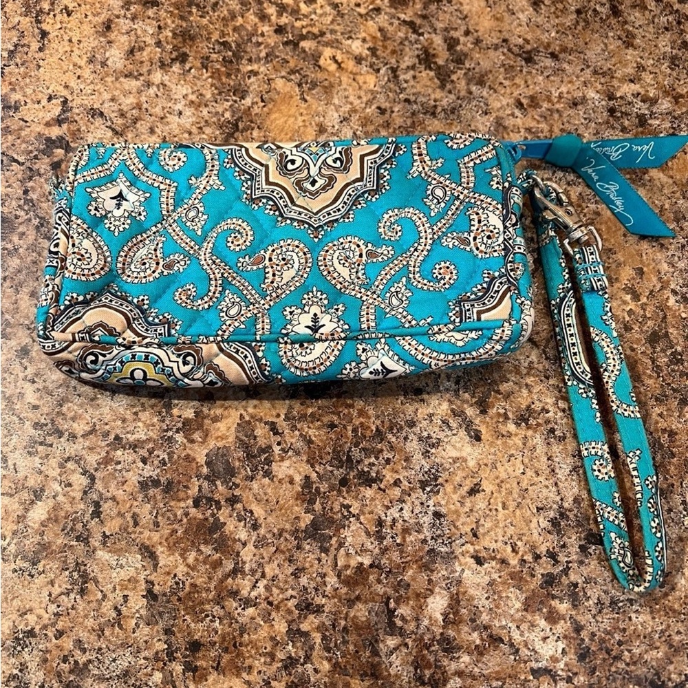 Vera Bradley Turquoise Paisley Wristlet